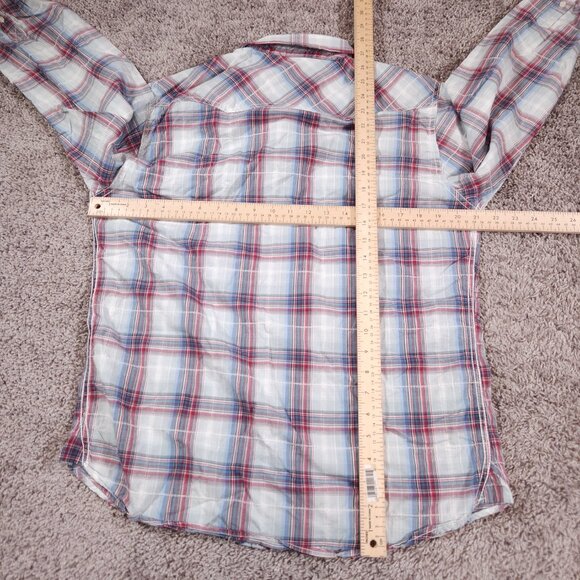 Projek Raw Western Snap Shirt Mens Size Large Long Sleeve Plaid Pockets - Picture 3 of 12